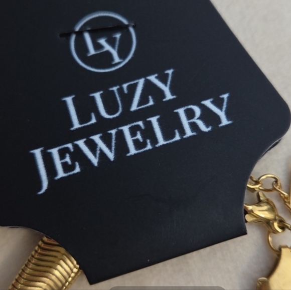 NWT Luzy Jewelry Mega Herringbone Bracelet Black Onyx & CZ 18K Gold - Picture 8 of 10